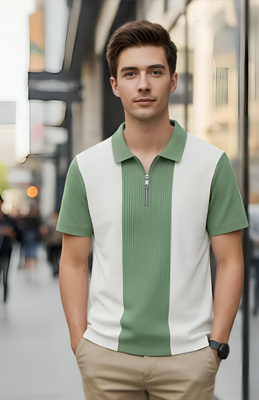 Men’s Classic Zip Polo T-Shirt – Premium Cotton Blend