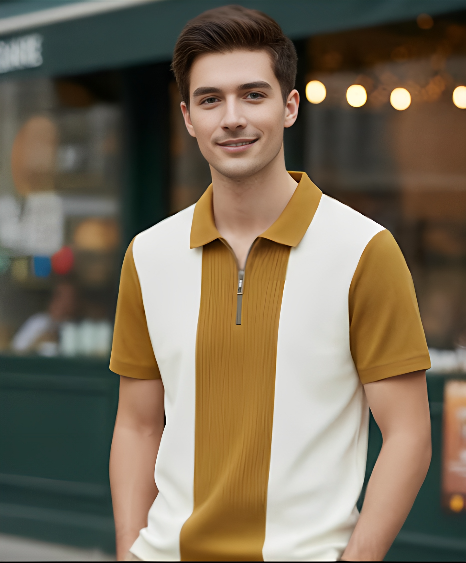 Men’s Classic Zip Polo T-Shirt – Premium Cotton Blend