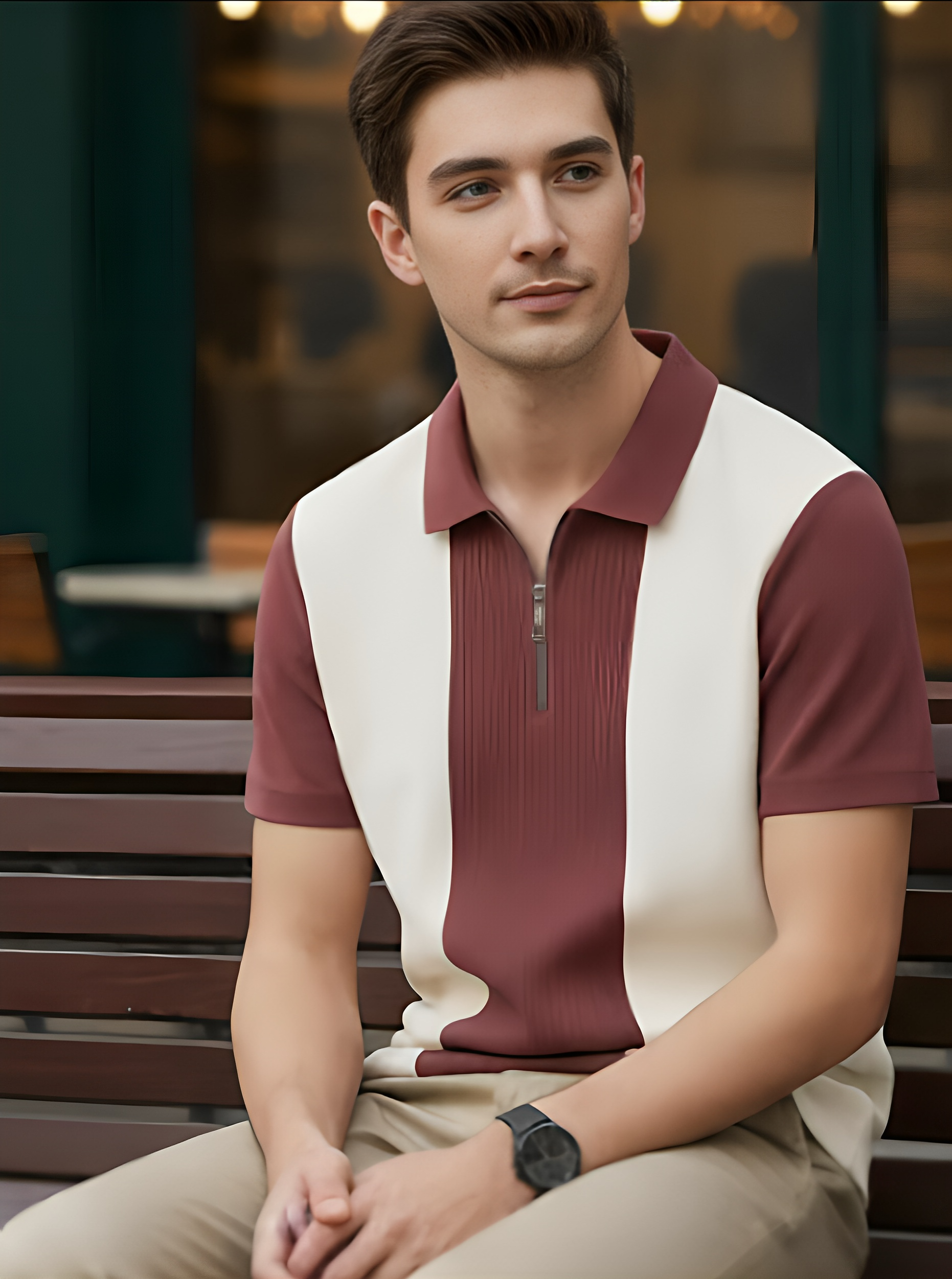 Men’s Classic Zip Polo T-Shirt – Premium Cotton Blend