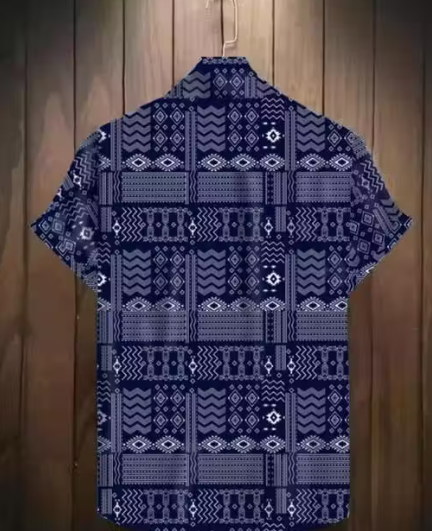 Printed Lycra Casual Shirt for Men – Navy Blue | Eighteen-X