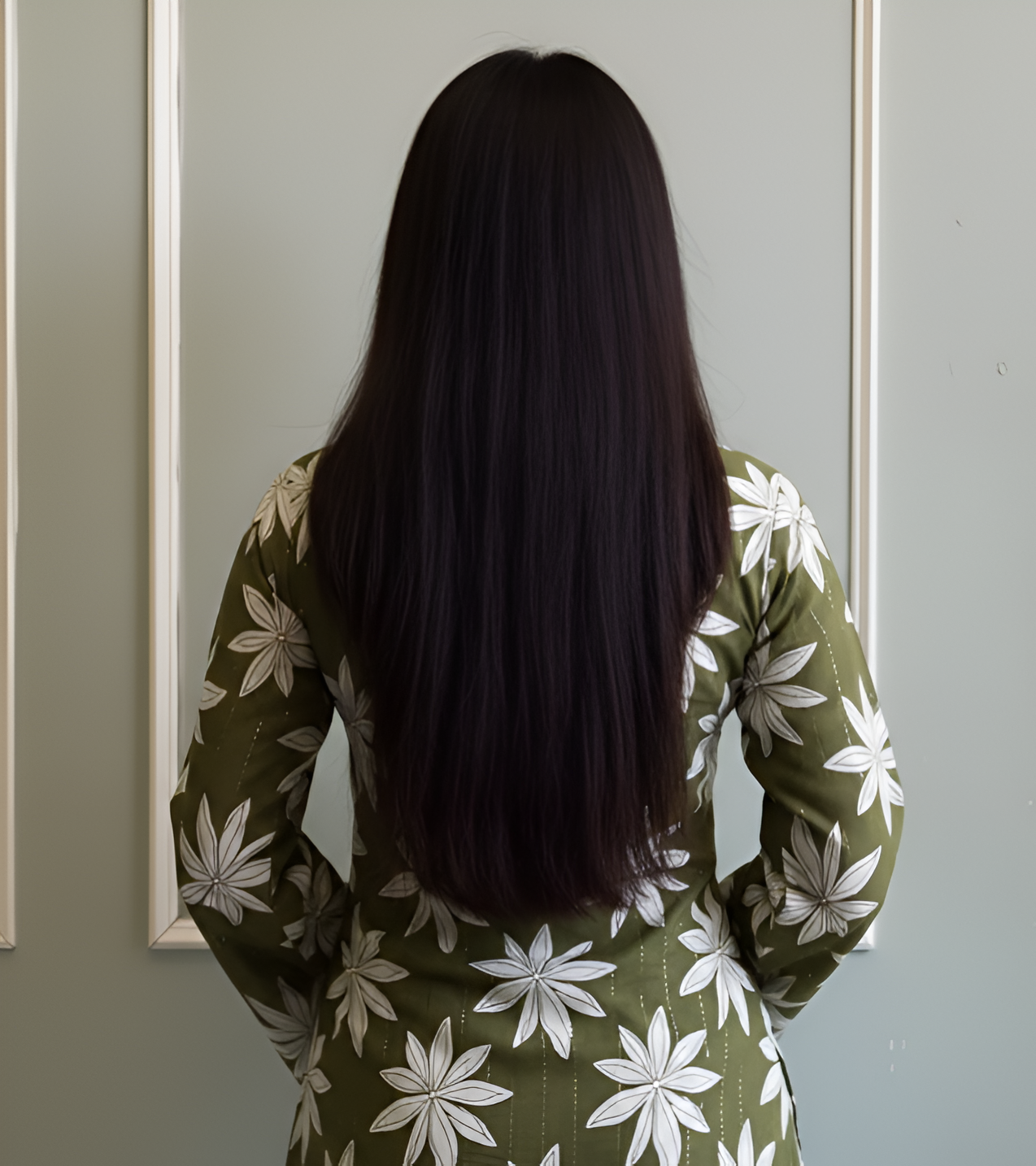 Green Floral Cotton Top with Boat Neck | Casual Wear