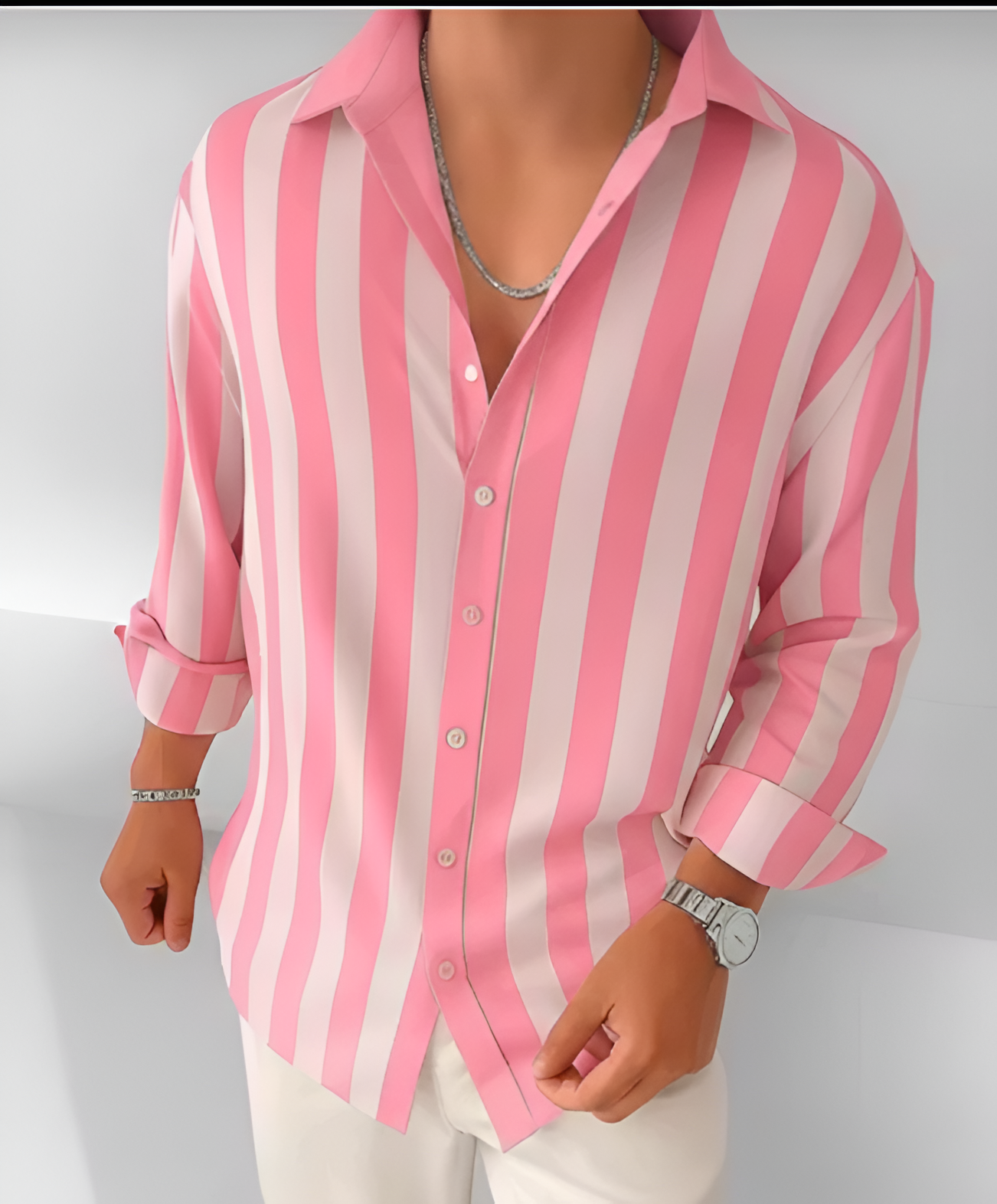 Men’s Premium Lycra Vertical Striped Casual Shirt | Full Sleeve Stylish Party & Daily Wear Shirt