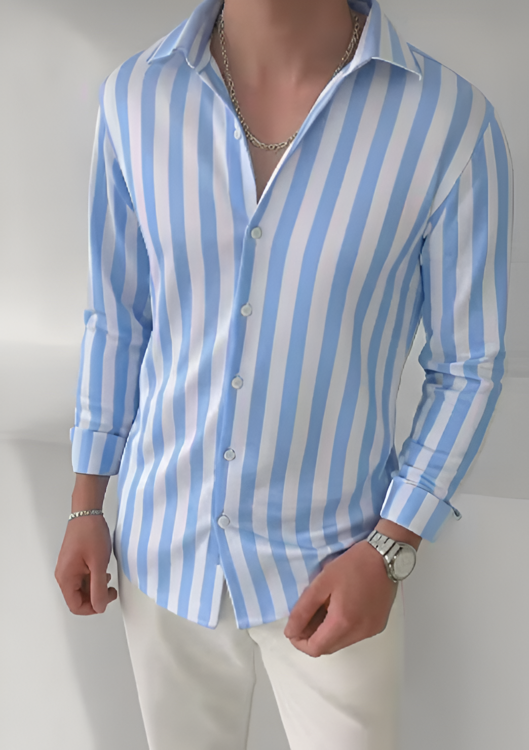 Men’s Premium Lycra Vertical Striped Casual Shirt | Full Sleeve Stylish Party & Daily Wear Shirt