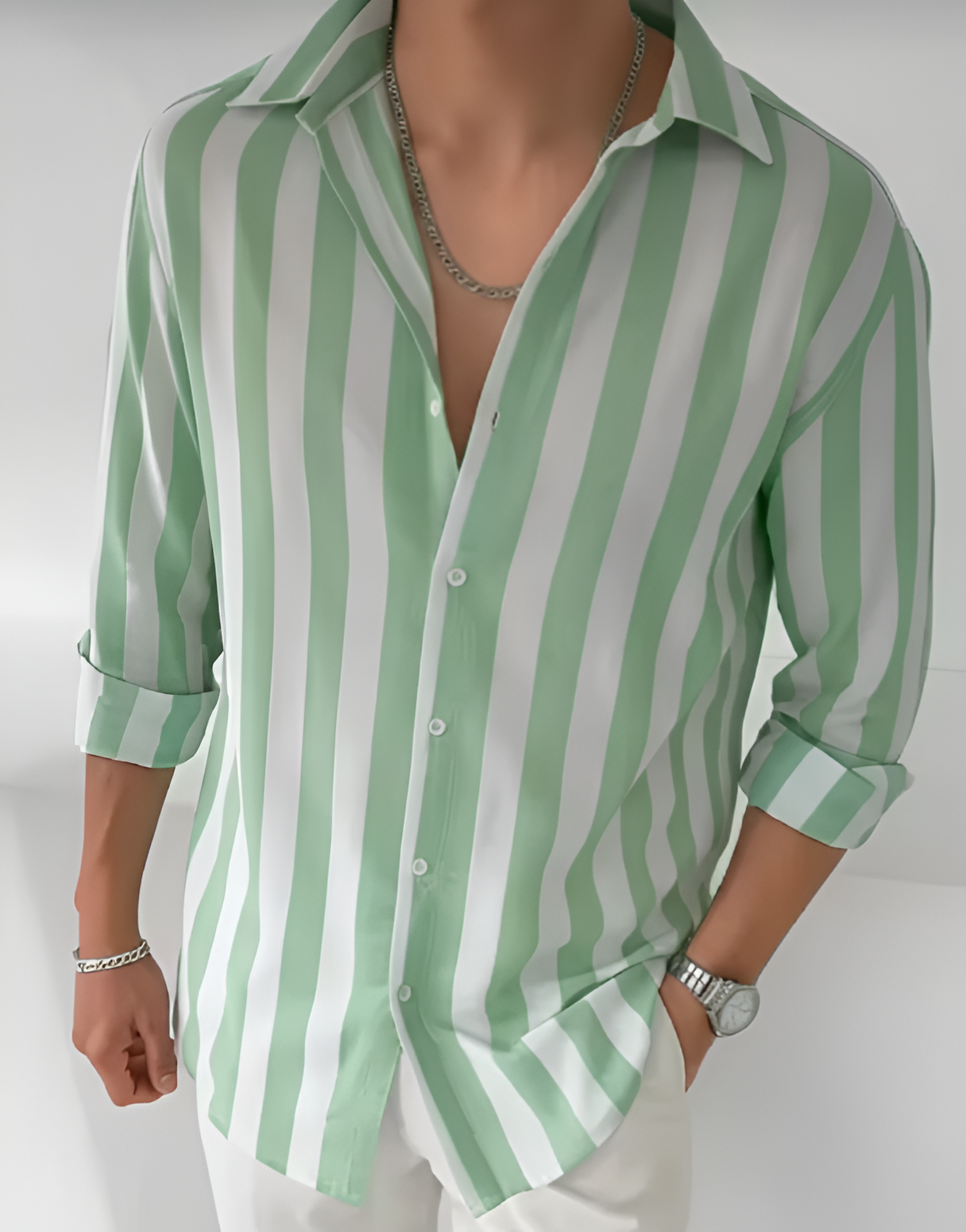 Men’s Premium Lycra Vertical Striped Casual Shirt | Full Sleeve Stylish Party & Daily Wear Shirt