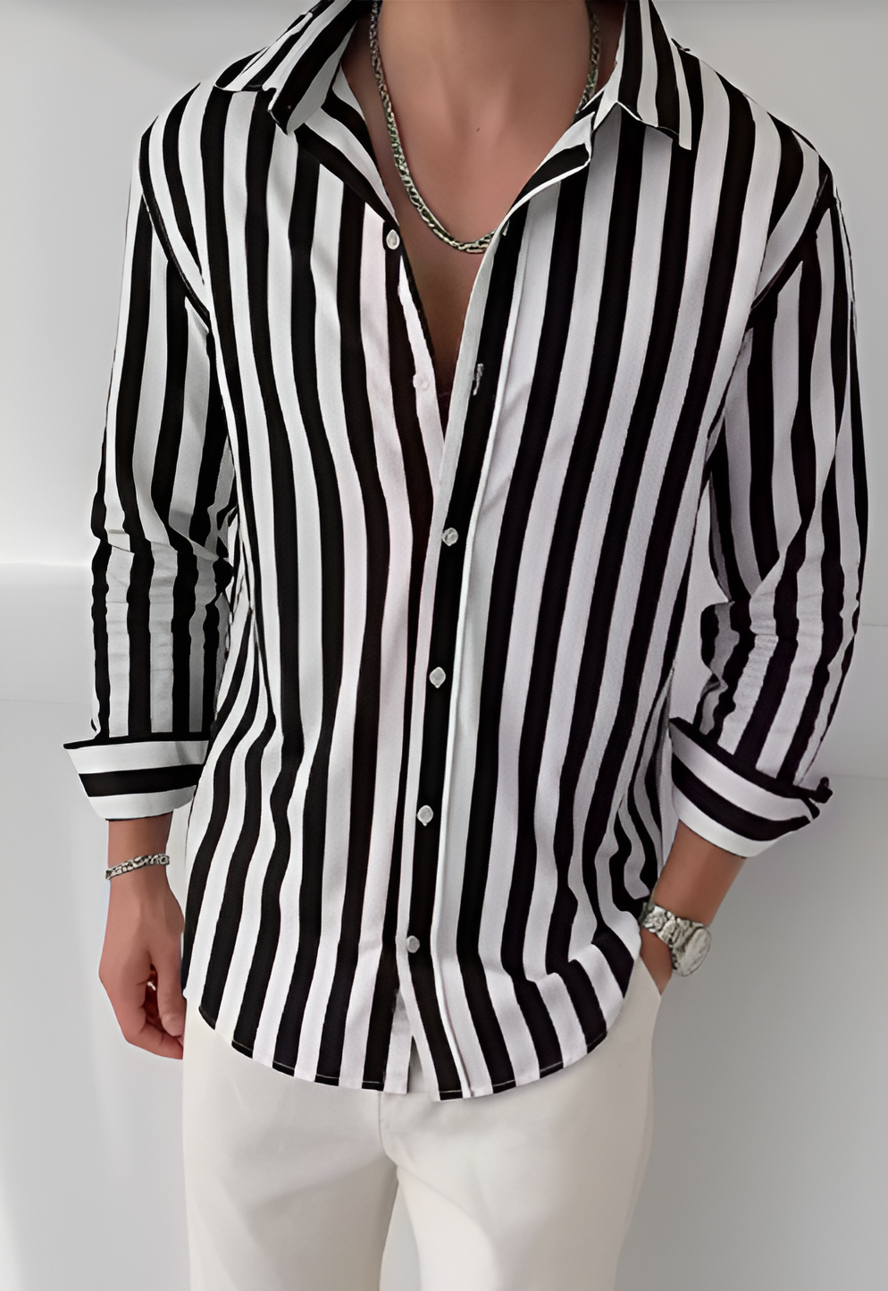 Men’s Premium Lycra Vertical Striped Casual Shirt | Full Sleeve Stylish Party & Daily Wear Shirt