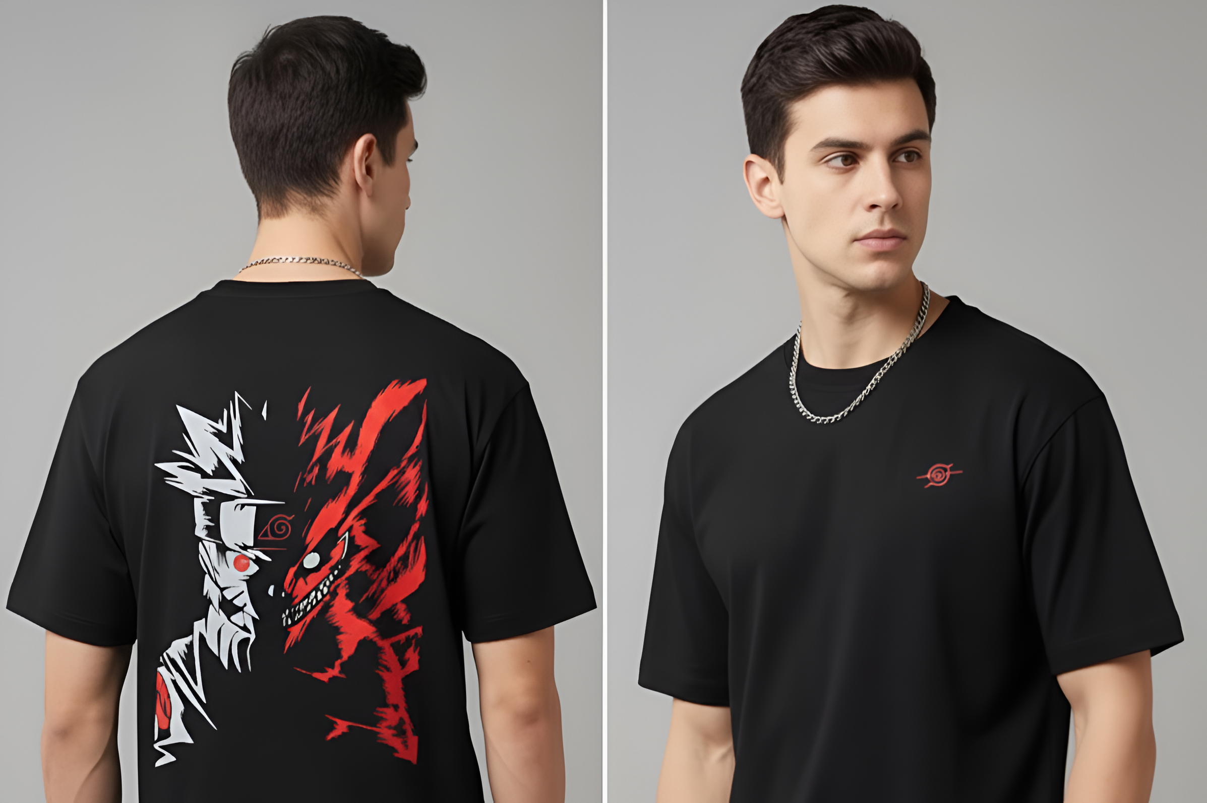 Naruto Oversized Cotton Blend T-Shirt for Men