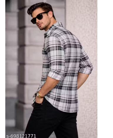 Men's Premium Black & White Checkered Casual Shirt